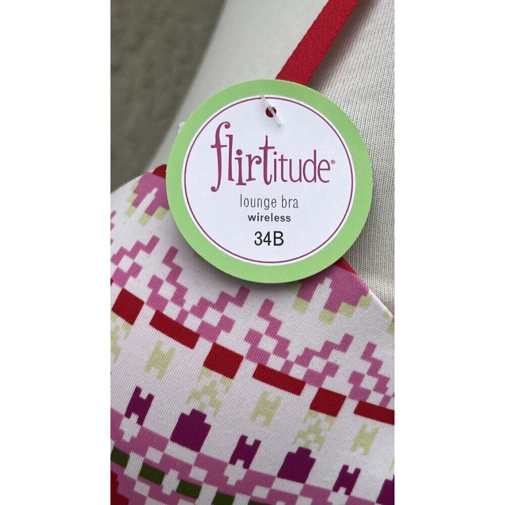 Flirtitude Women’s My Fave Lounge Wireless Bra Snow Fair Isle Padded 34B - Picture 10 of 11
